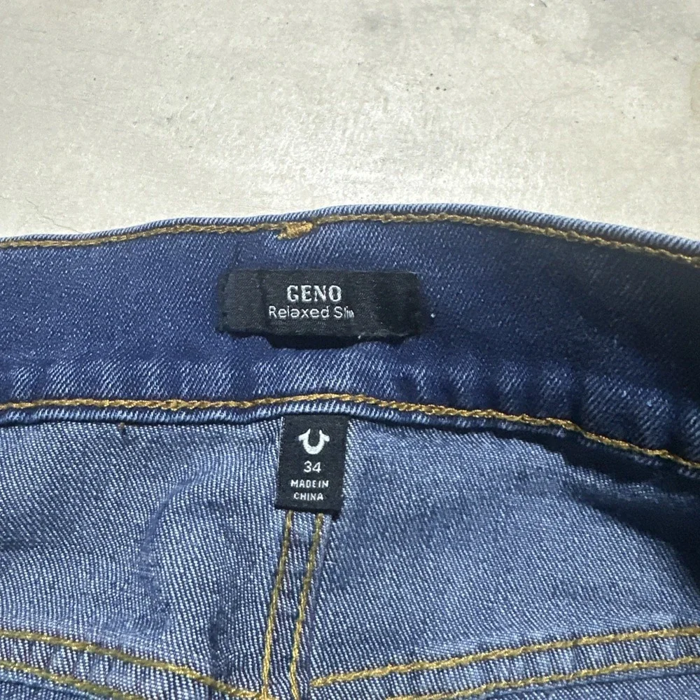 True Religion Geno Blue Denim Jeans Relaxed Slim Light Wash Men's SZ 34x32